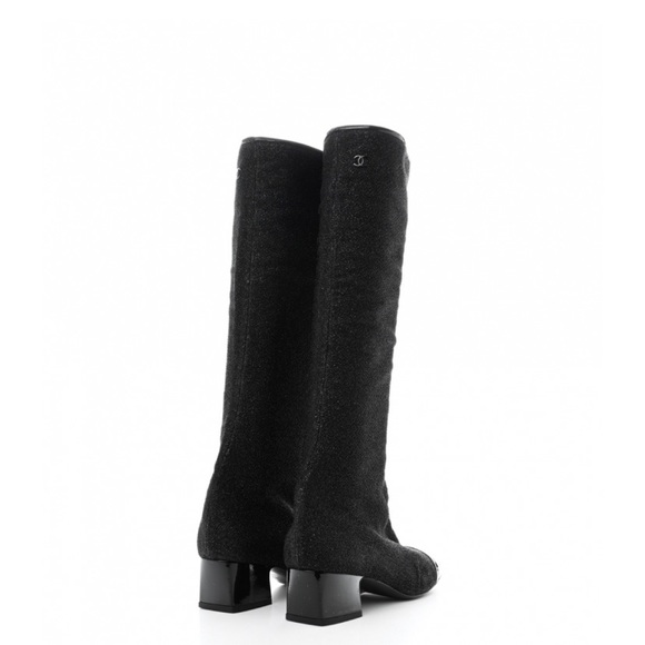 Chanel glitter-covered leather cap toe boots Size 37 - Picture 4 of 6
